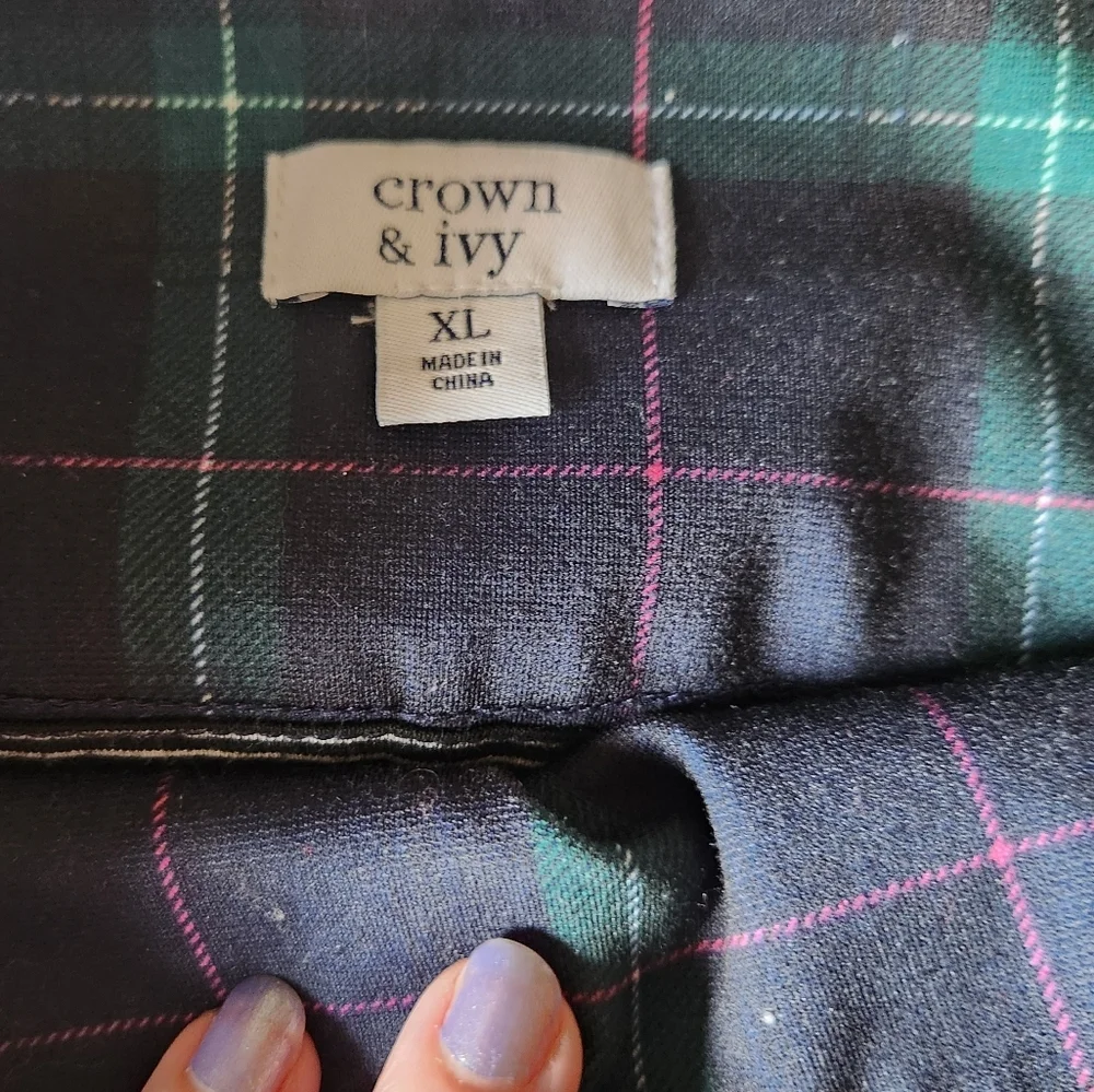 Crown & Ivy Green and Blue Tartan Trousers - Picture 3 of 3